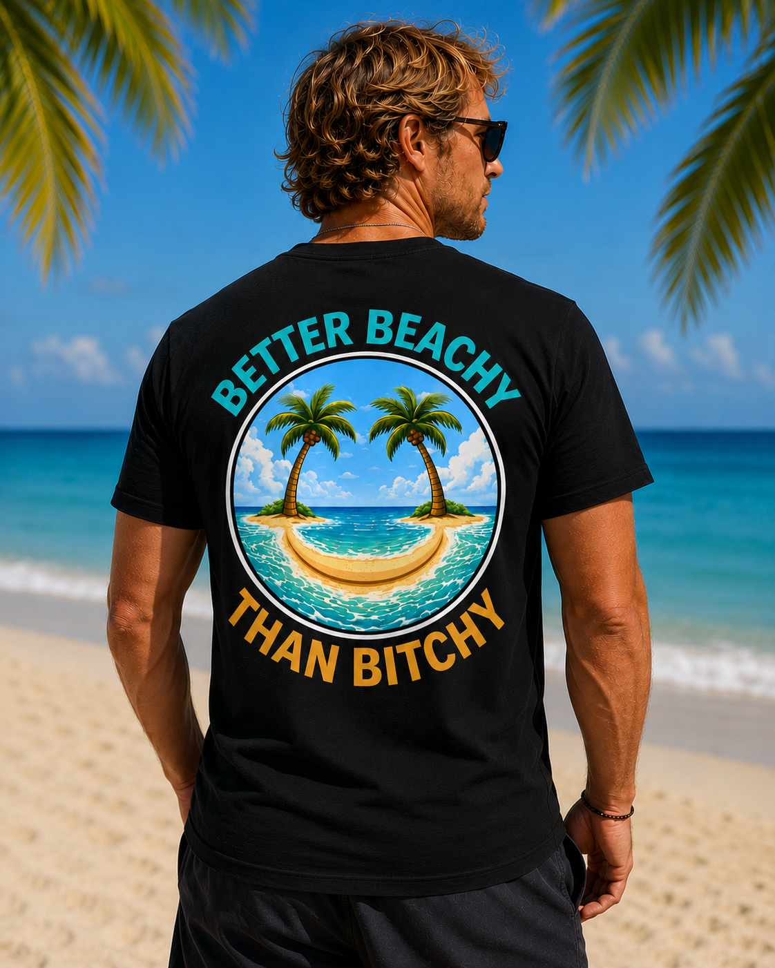 Men's black short sleeve Better Beachy Than Bitchy shirt